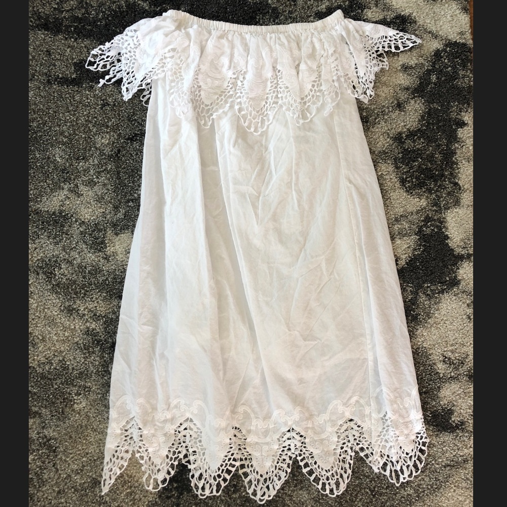 Off shoulder white lace dress